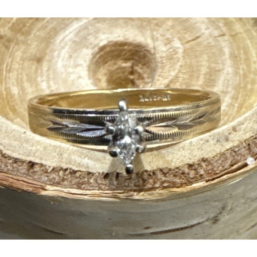 Vintage AMG 10K Solid Yellow Gold 1.72g Ring Size 6 Engagement 1/8Ct Diamond